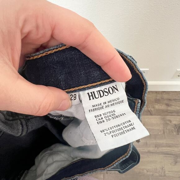 [Hudson] Nico Mid Rise Ankle Skinny Jeans Dark Wash Ripped Knee Distressed Sz 29 - Picture 10 of 11